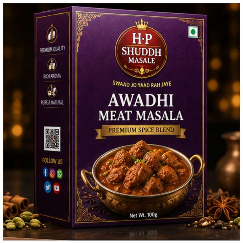 Awadhi Meat Masala — H.P Shuddh Masale full packaging